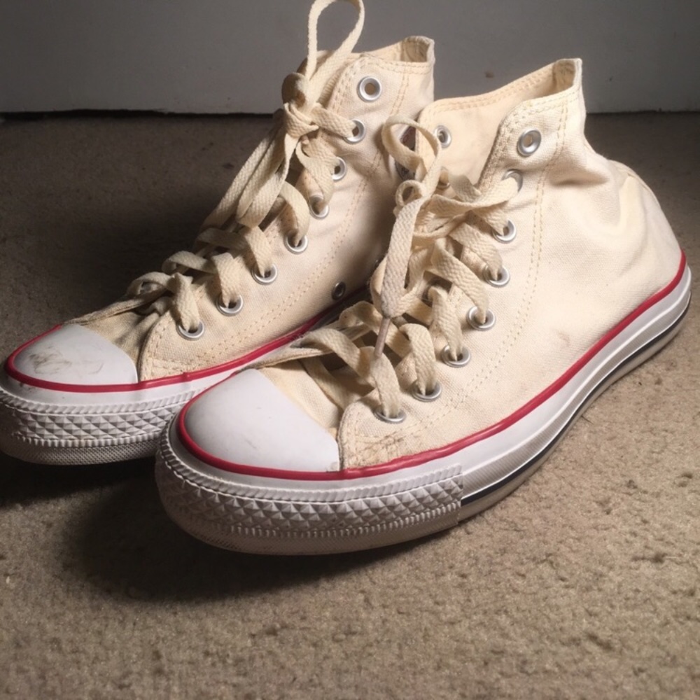 Women's 8.5 white cream high top converse